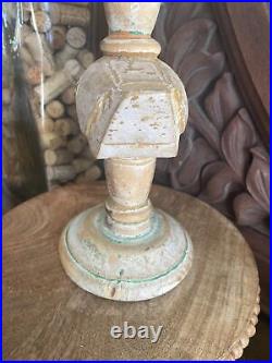 Antique Primitive Carved Candlestick Holder Wooden Folk Art Duck Decoy Handmade