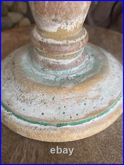 Antique Primitive Carved Candlestick Holder Wooden Folk Art Duck Decoy Handmade