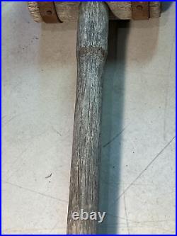 Antique Primitive Wood & Wrought Iron Mallet Hammer Circus Strong Man Carnival