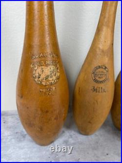 Antique Primitive wood Circus Juggling Pins Clubs 7 Lot Sorted Spalding Olympia