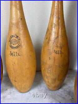Antique Primitive wood Circus Juggling Pins Clubs 7 Lot Sorted Spalding Olympia