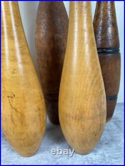 Antique Primitive wood Circus Juggling Pins Clubs 7 Lot Sorted Spalding Olympia