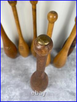 Antique Primitive wood Circus Juggling Pins Clubs 7 Lot Sorted Spalding Olympia