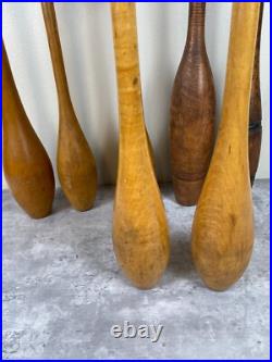 Antique Primitive wood Circus Juggling Pins Clubs 7 Lot Sorted Spalding Olympia
