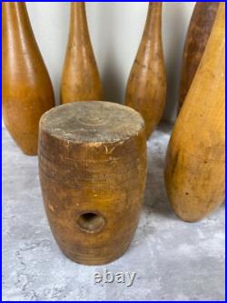 Antique Primitive wood Circus Juggling Pins Clubs 7 Lot Sorted Spalding Olympia