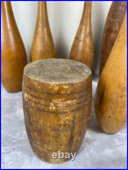 Antique Primitive wood Circus Juggling Pins Clubs 7 Lot Sorted Spalding Olympia