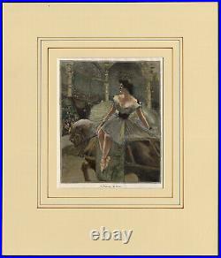 Antique Print-CIRCUS-EQUESTRIAN-FEMALE-ARCOBAT-HORSE-F. Flameng-1890