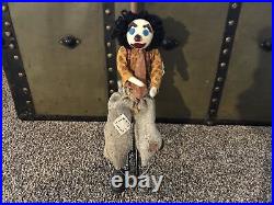 Antique Push Toy Clown Riding A Metal Unicycle Legs Peddling Rare Whimsical Art