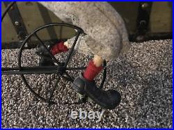 Antique Push Toy Clown Riding A Metal Unicycle Legs Peddling Rare Whimsical Art