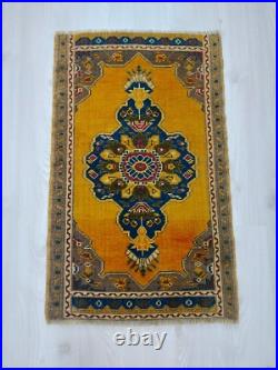 Antique Quality Yellow Blue Rug, Authentic Design Hand knotted Carpet Rug Antique Quality Yellow Blue Rug, Authentic Design Hand knotted Carpet Rug
