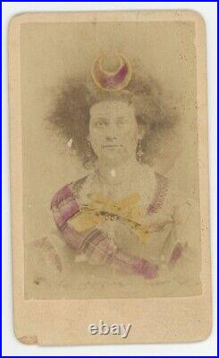 Antique Rare Colored CDV c1870s Circassian Lady Zaluma Agra P. T. Barnum Circus