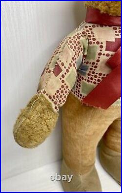 Antique Rare Stuffed Carnival Dog Circus Toy Fabric Felt Handmade Prize Plush