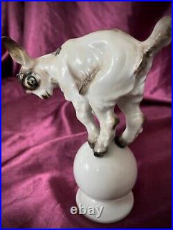 Antique Rosenthal Germany Hand Painted Goat on White Ball #808 Joao da Silva EUC