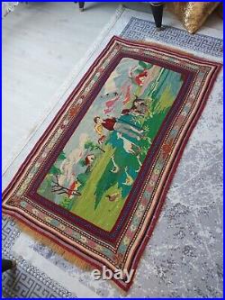 Antique Rug Nature and Animal Garden Carpet Rug, Tapestry Rug Wall Decor Rug