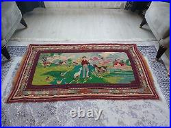 Antique Rug Nature and Animal Garden Carpet Rug, Tapestry Rug Wall Decor Rug