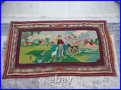 Antique Rug Nature and Animal Garden Carpet Rug, Tapestry Rug Wall Decor Rug