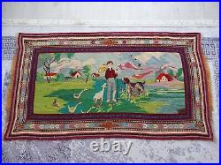 Antique Rug Nature and Animal Garden Carpet Rug, Tapestry Rug Wall Decor Rug