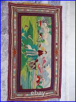 Antique Rug Nature and Animal Garden Carpet Rug, Tapestry Rug Wall Decor Rug