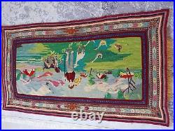 Antique Rug Nature and Animal Garden Carpet Rug, Tapestry Rug Wall Decor Rug