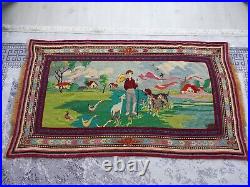 Antique Rug Nature and Animal Garden Carpet Rug, Tapestry Rug Wall Decor Rug