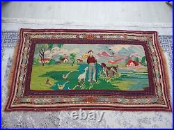 Antique Rug Nature and Animal Garden Carpet Rug, Tapestry Rug Wall Decor Rug