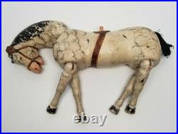 Antique SCHOENHUT 10 White HORSE Painted Eyes Wood Circus HUMPTY DUMPTY Toy