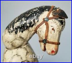 Antique SCHOENHUT 10 White HORSE Painted Eyes Wood Circus HUMPTY DUMPTY Toy