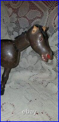 Antique SCHOENHUT WOODEN PAINTED HUMPTY DUMPTY CIRCUS DONKEY TOY GLASS EYES