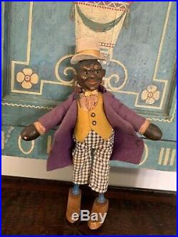 Antique Schoenhut All Original Black Dude With Clothing And Pin Circus Series
