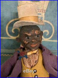 Antique Schoenhut All Original Black Dude With Clothing And Pin Circus Series