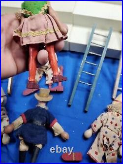 Antique Schoenhut Circus And More 7 Figures And 5 Ladders Early 1920s Toy