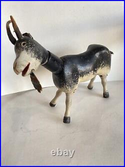 Antique Schoenhut Circus Billy Goat with Glass Eyes 8 long All Original Paint