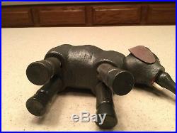 Antique Schoenhut Circus Elephant 5 Tall Painted Eyes Leather Ears