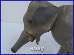 Antique Schoenhut Circus Elephant with Painted Howdah and Glass Eyes