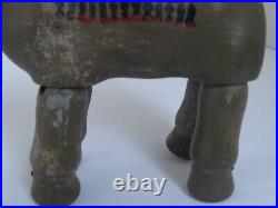 Antique Schoenhut Circus Elephant with Painted Howdah and Glass Eyes