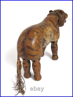 Antique Schoenhut Circus Tiger with Glass Eyes 7 1/2 long