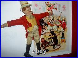 Antique Schoenhut HUMPTY DUMPTY Ringmaster jointed circus figure toy & two props