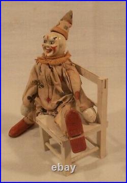Antique Schoenhut Humpty Dumpty 2 Part Head Circus Clown Barrel Ladder & Chair