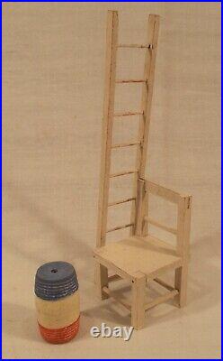 Antique Schoenhut Humpty Dumpty 2 Part Head Circus Clown Barrel Ladder & Chair