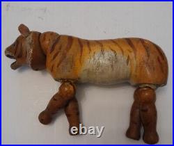 Antique Schoenhut Humpty Dumpty Circus Carved & Painted Articulated Toy Tiger