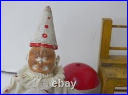 Antique Schoenhut Humpty Dumpty Circus Clown, Chair, Ball, Pedestal 4 Pieces