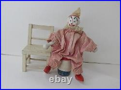 Antique Schoenhut Humpty Dumpty Circus Clown, Chair, Barrel