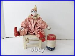 Antique Schoenhut Humpty Dumpty Circus Clown, Chair, Barrel