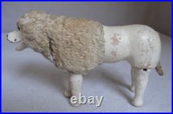 Antique Schoenhut Humpty Dumpty Circus Poodle Dog with Curly Fur and Glass Eyes