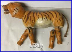 Antique Schoenhut Humpty Dumpty Circus Safari Tiger With Stool Painted Eyes