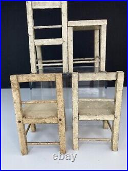 Antique Schoenhut Humpty Dumpty Circus Toys 3 Wooden Chairs, 1 Stool & 1 Ladder