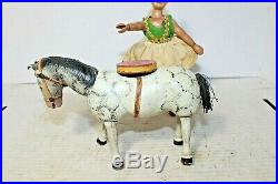 Antique Schoenhut Humpty Dumpty Circus Woman Acrobat Riding Horse Standing