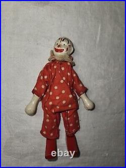 Antique Schoenhut Humpty Dumpty Circus Wood Clown #2 Hand Painted Red Outfit