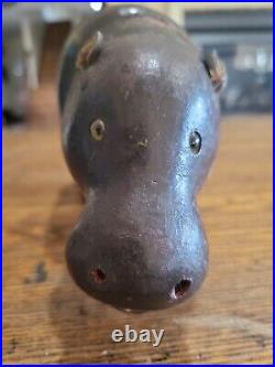 Antique Schoenhut Humpty Dumpty Circus Wood Hippopotamus Doll Toy w Glass Eyes