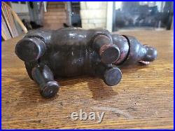 Antique Schoenhut Humpty Dumpty Circus Wood Hippopotamus Doll Toy w Glass Eyes